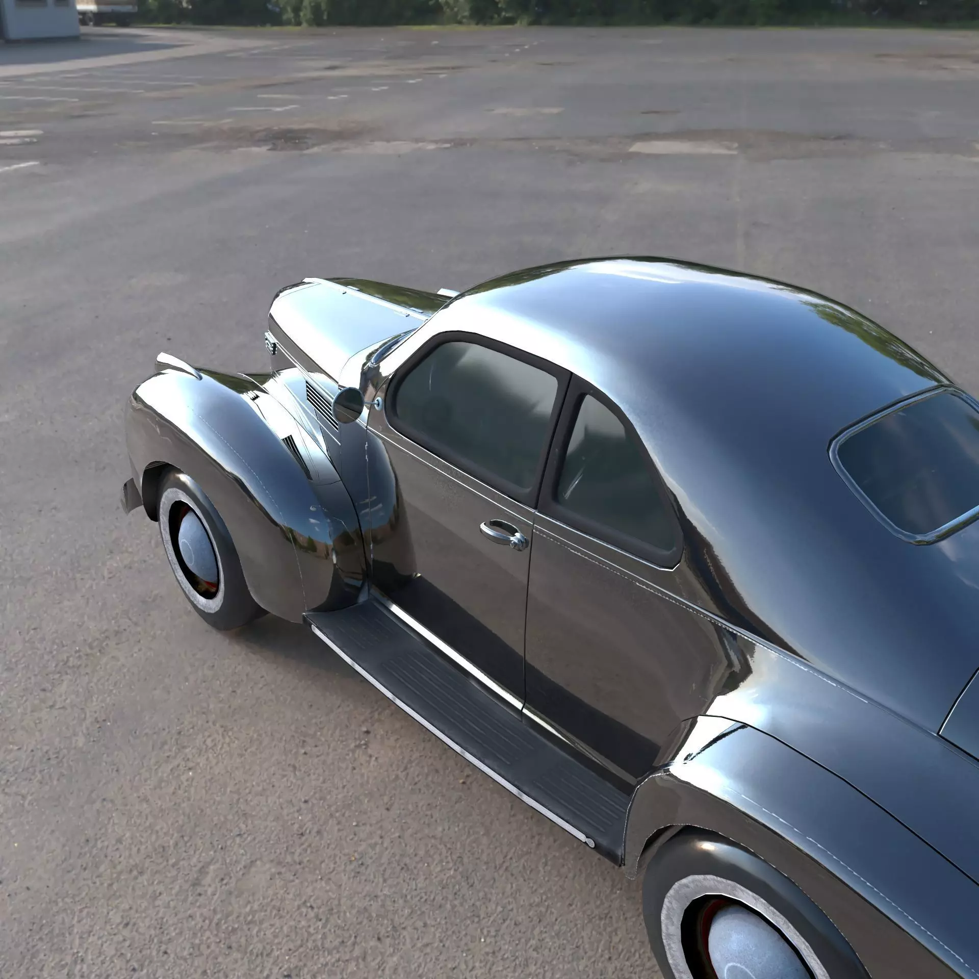 Vintage Classic Car Lowpoly PBR 3D Model Low-poly 3D model_4