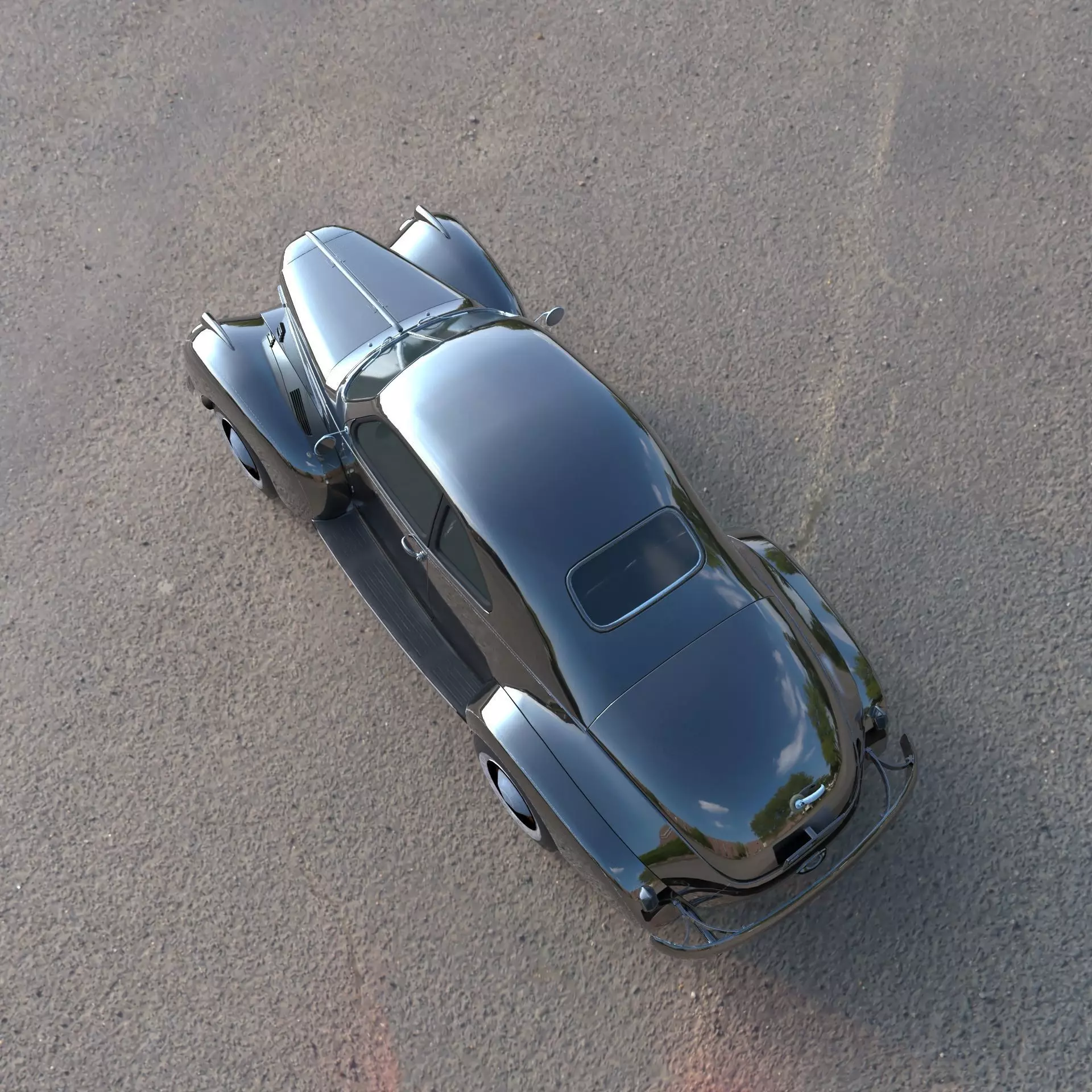 Vintage Classic Car Lowpoly PBR 3D Model Low-poly 3D model_5