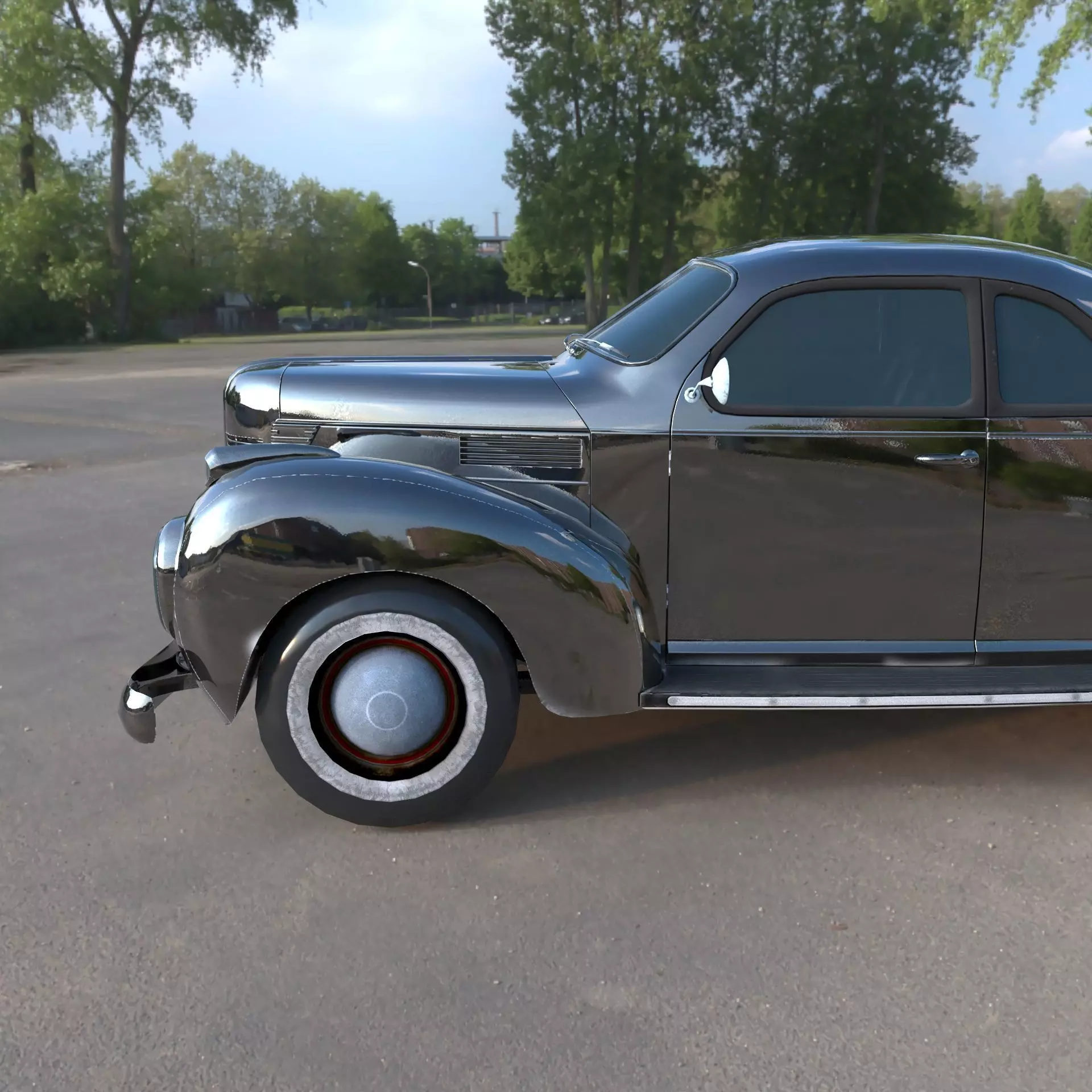 Vintage Classic Car Lowpoly PBR 3D Model Low-poly 3D model_3