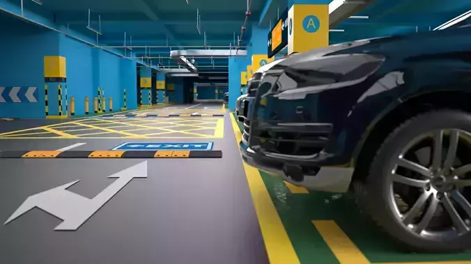 Cinema 4D OCtane shopping mall supermarket underground garage