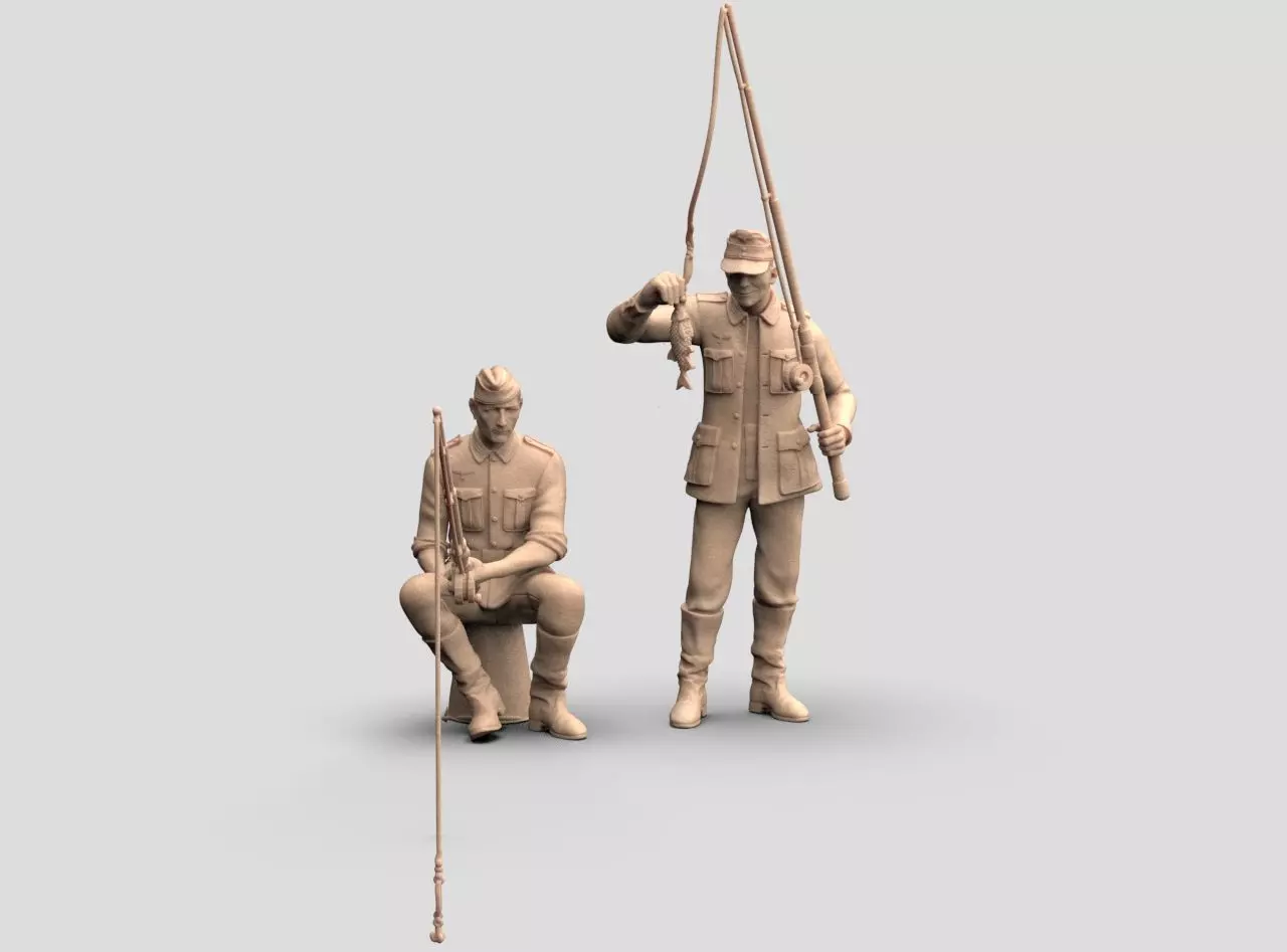 German soldiers fishing 3D print model_10