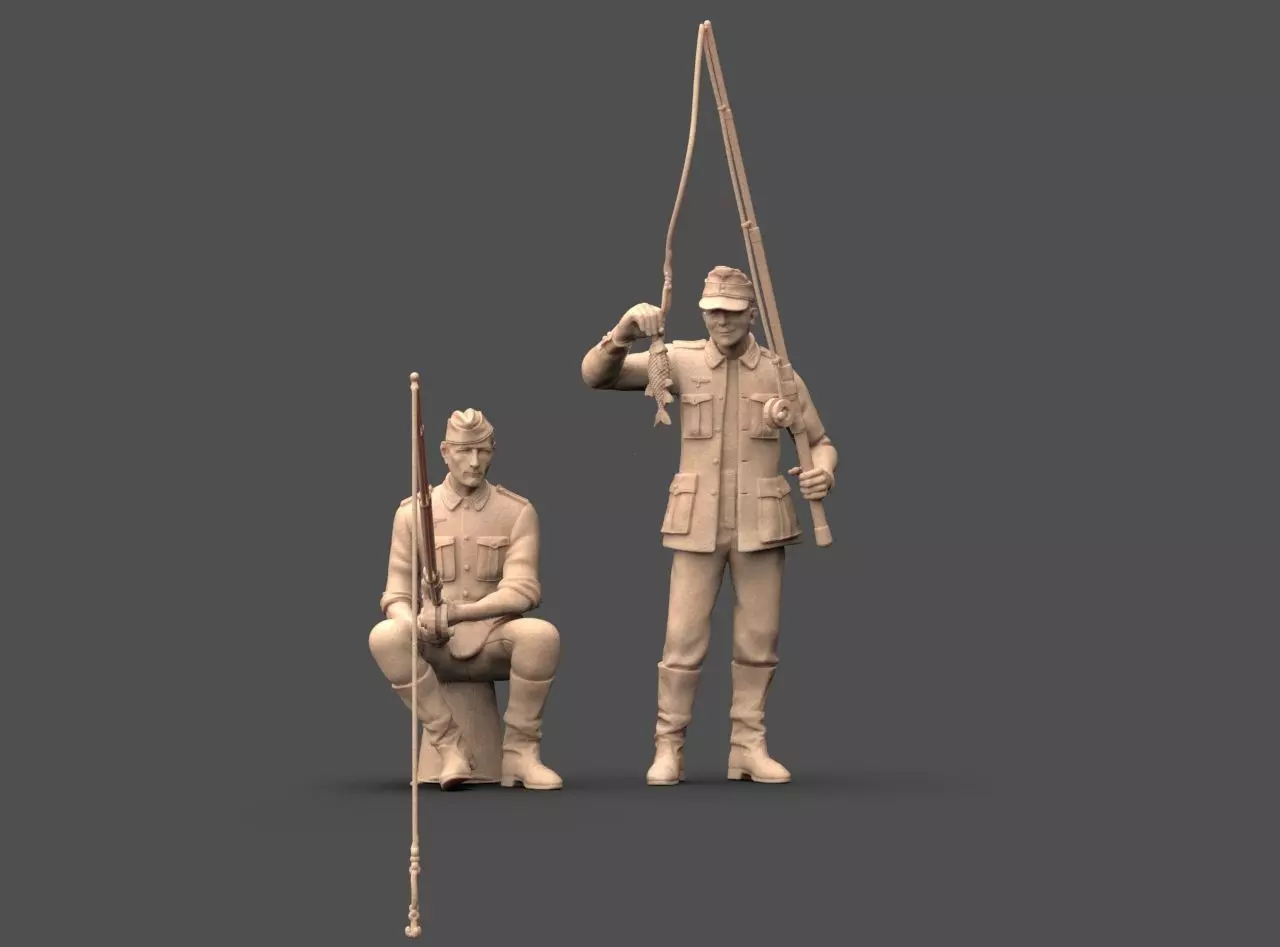 German soldiers fishing 3D print model_21