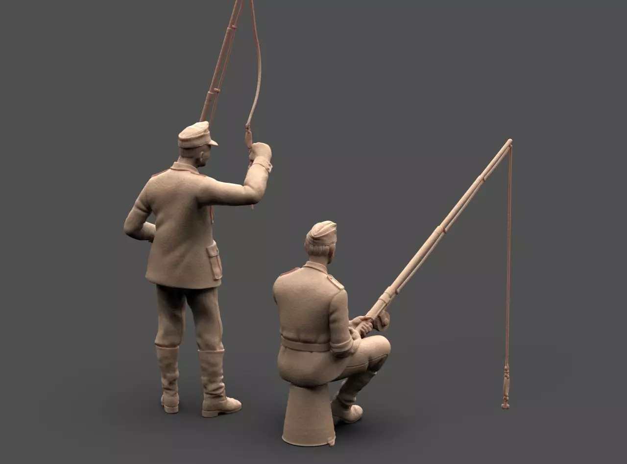 German soldiers fishing 3D print model_31