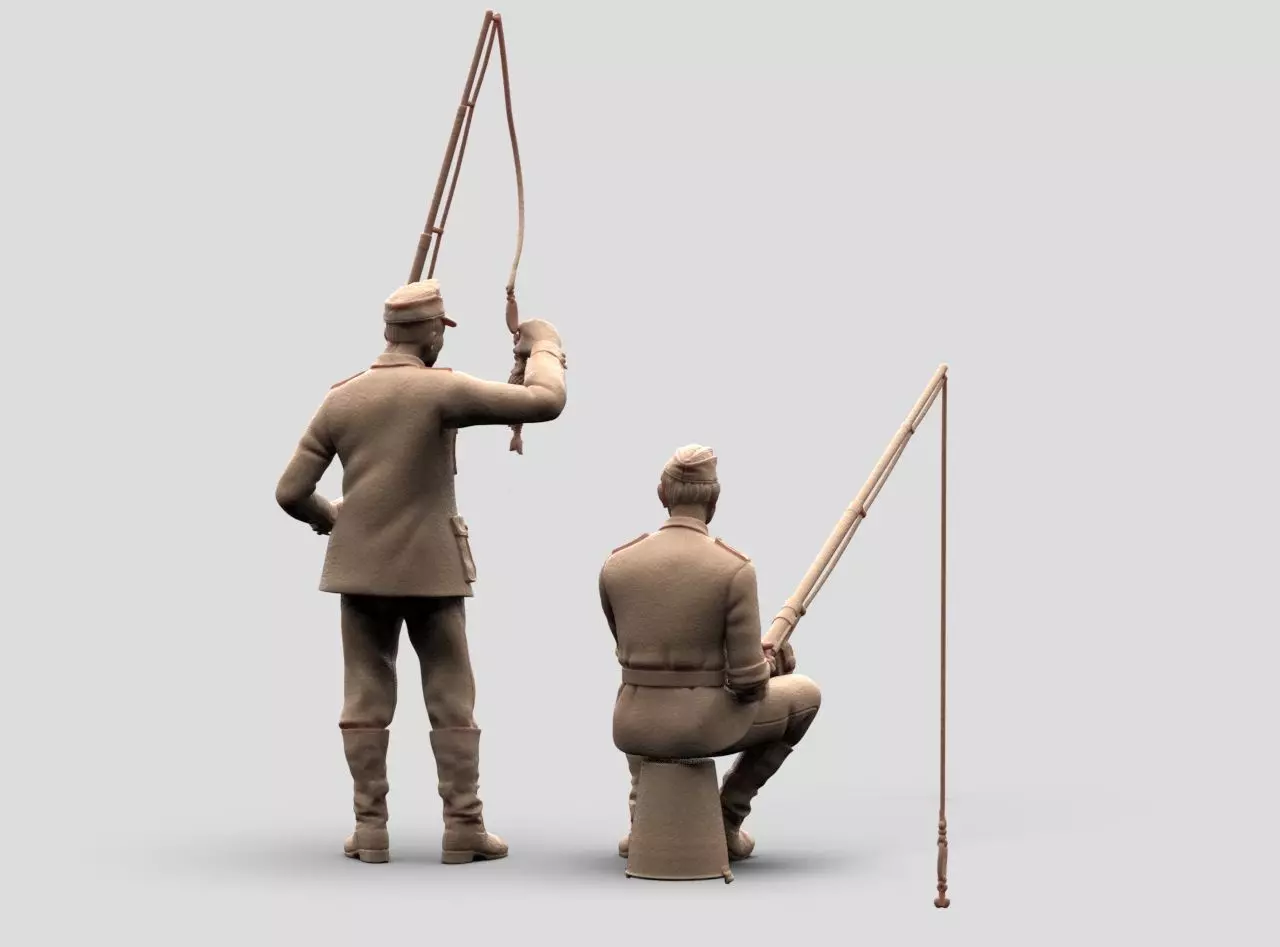 German soldiers fishing 3D print model_27