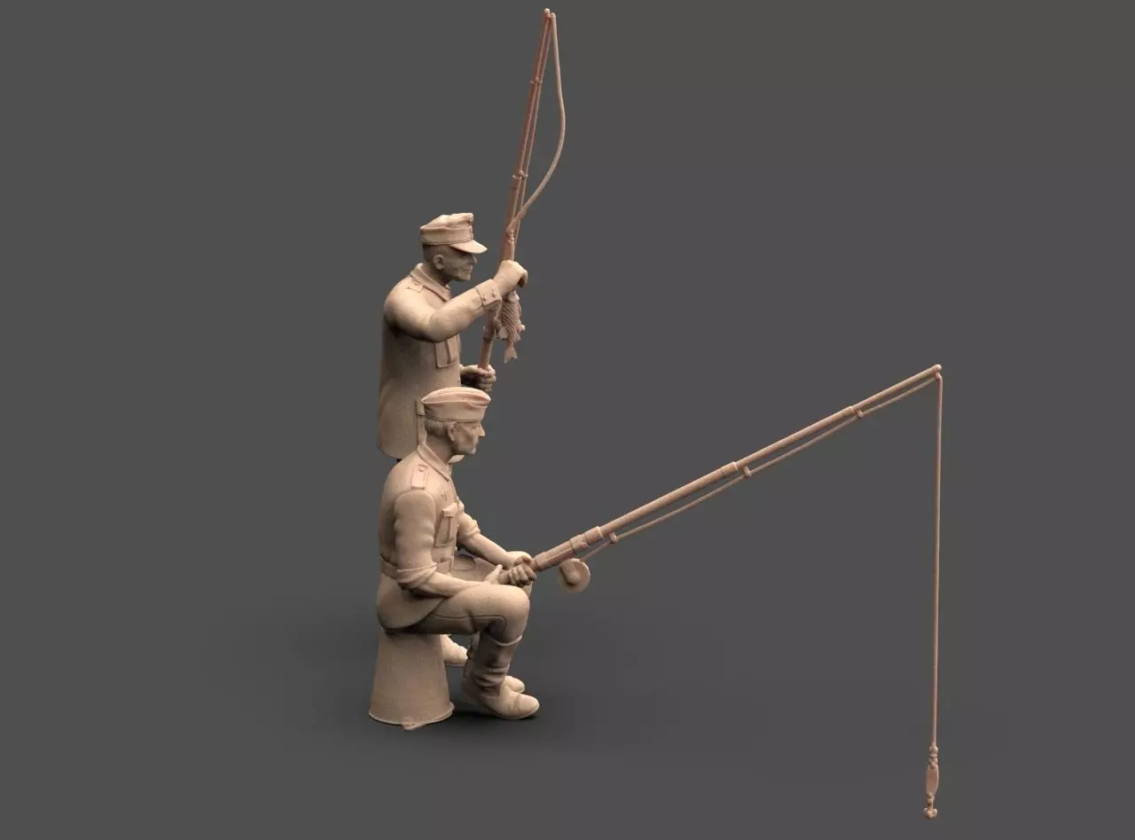 German soldiers fishing 3D print model_25