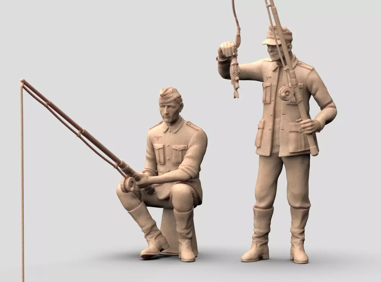 German soldiers fishing 3D print model_40