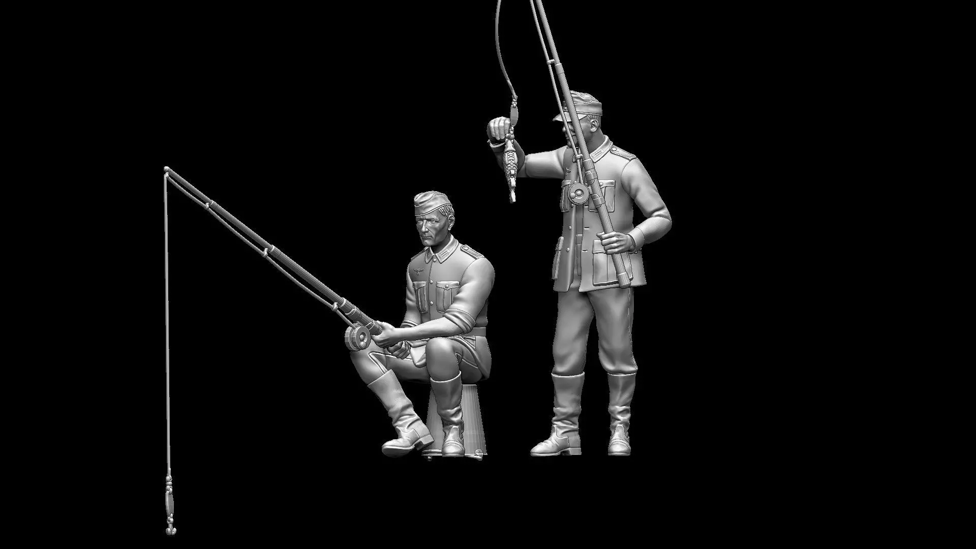 German soldiers fishing 3D print model_17