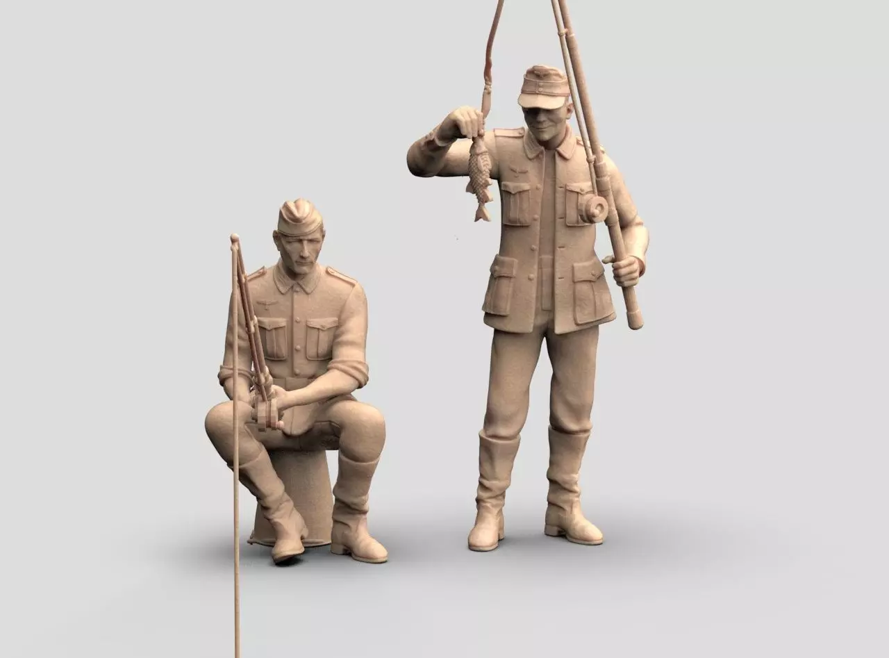 German soldiers fishing 3D print model_35