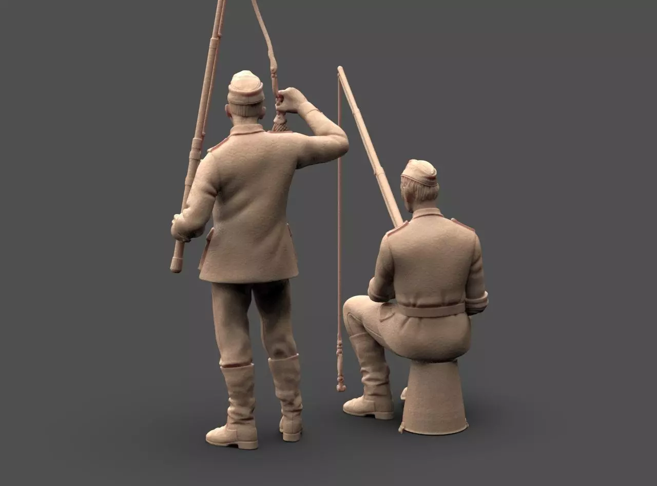 German soldiers fishing 3D print model_24