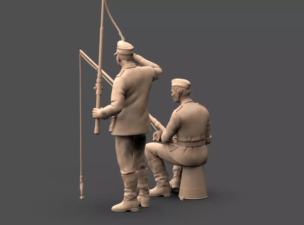 German soldiers fishing 3D print model_30