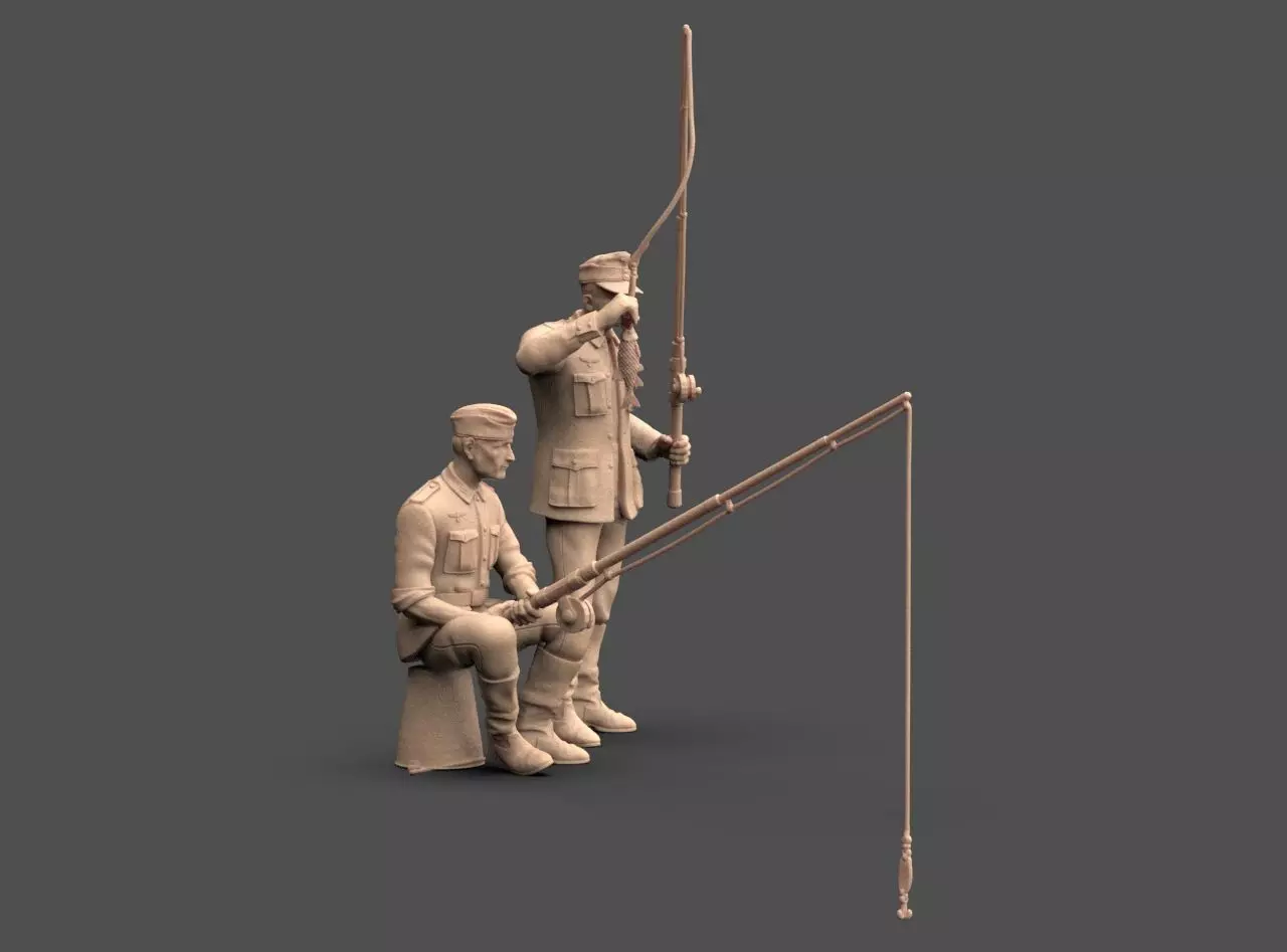 German soldiers fishing 3D print model_20