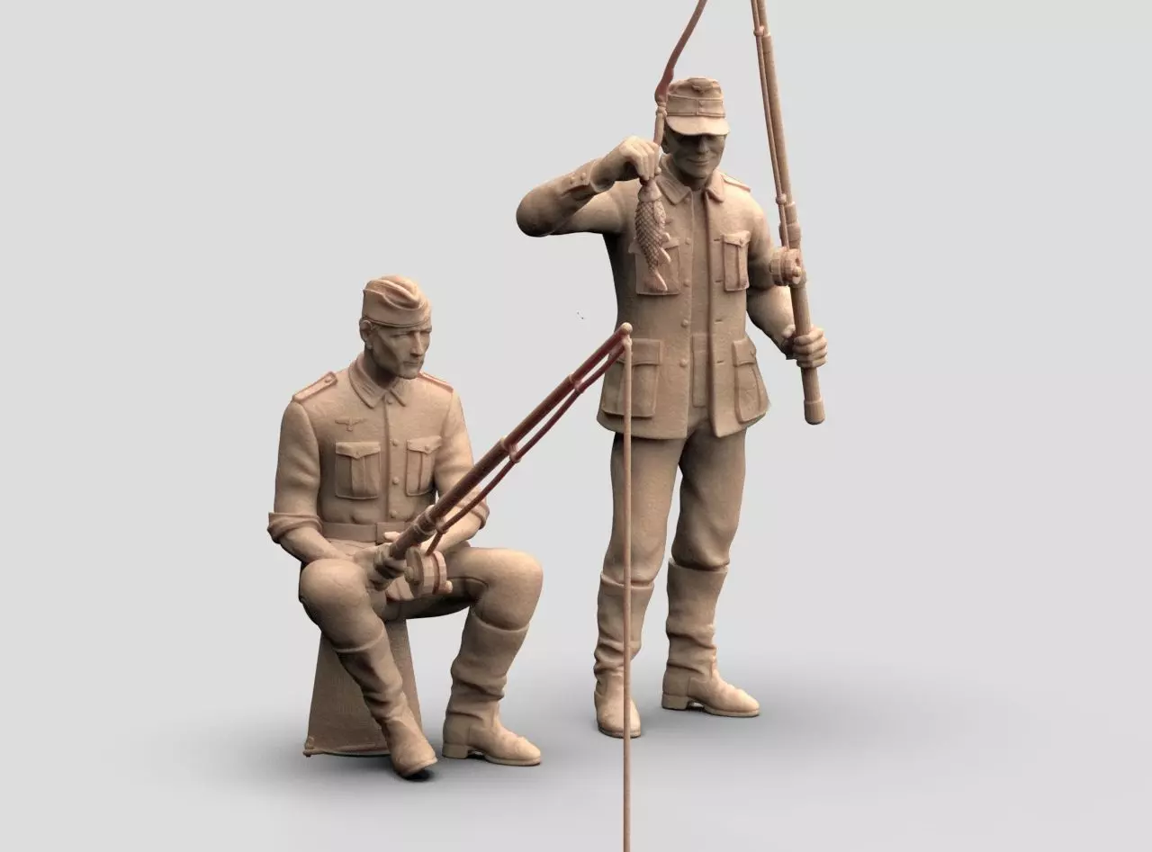 German soldiers fishing 3D print model_8