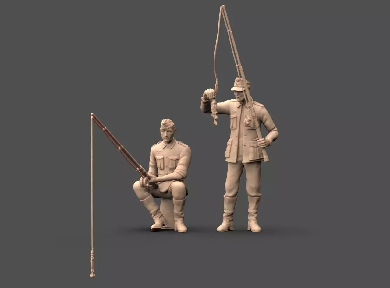German soldiers fishing 3D print model_23