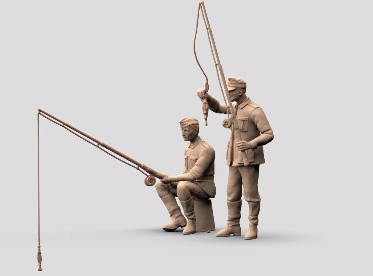 German soldiers fishing 3D print model_39