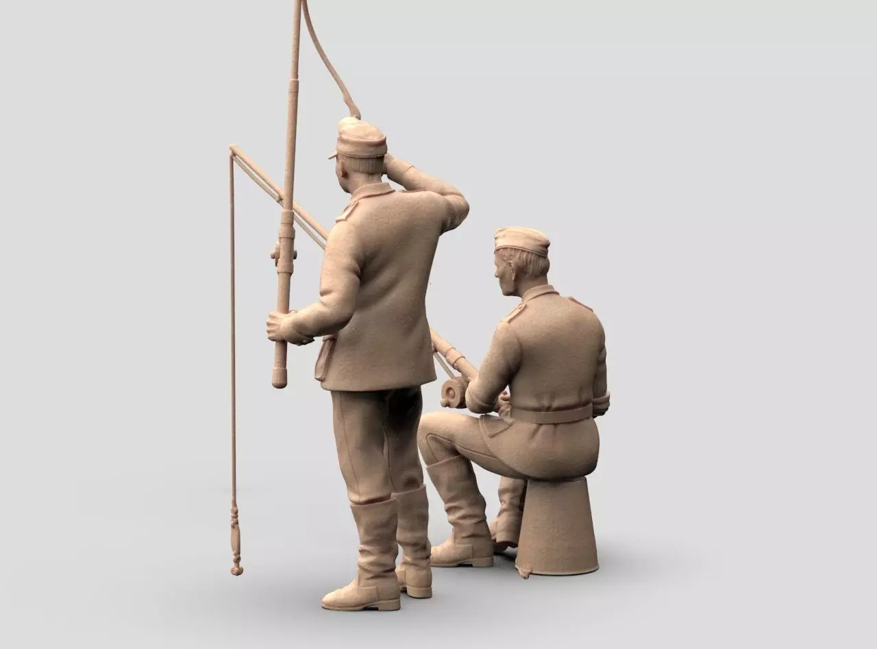 German soldiers fishing 3D print model_2