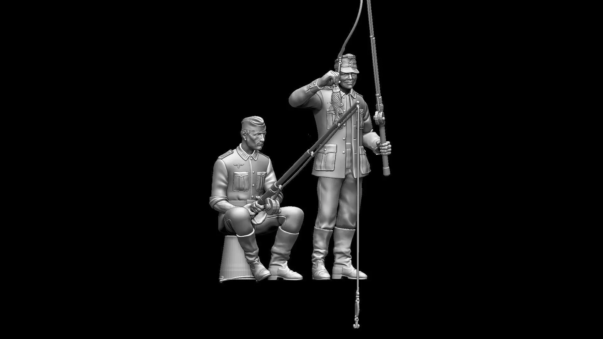 German soldiers fishing 3D print model_19
