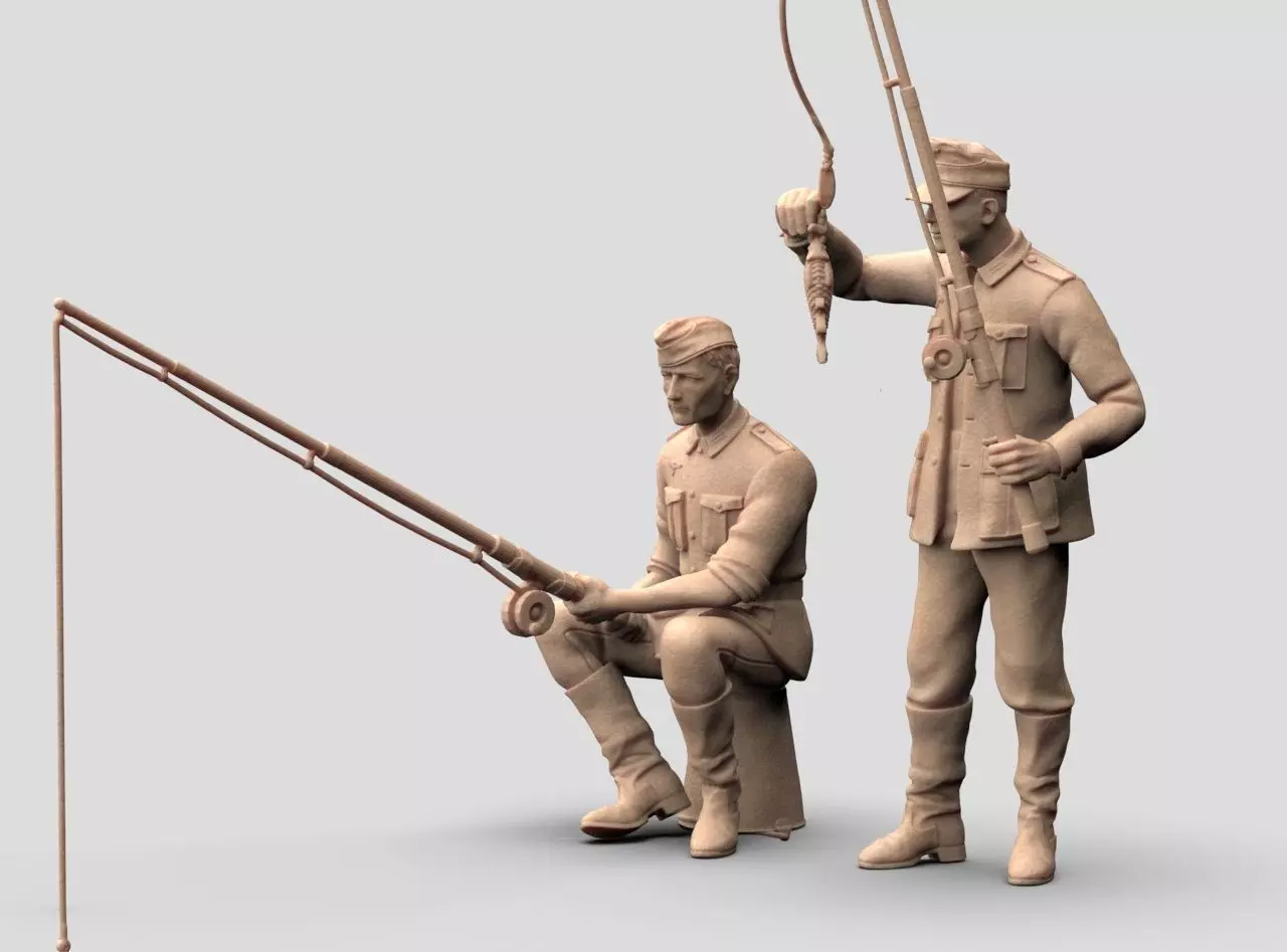 German soldiers fishing 3D print model_42