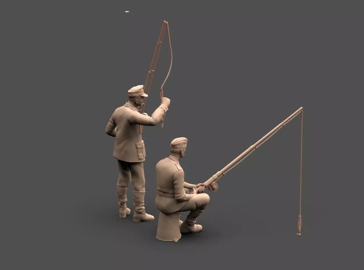 German soldiers fishing 3D print model_26