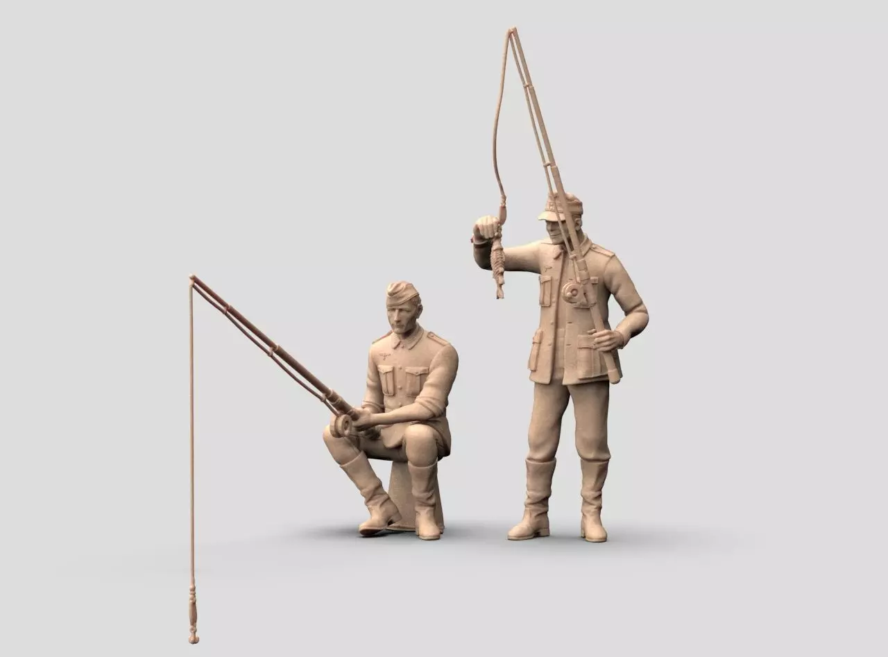 German soldiers fishing 3D print model_41