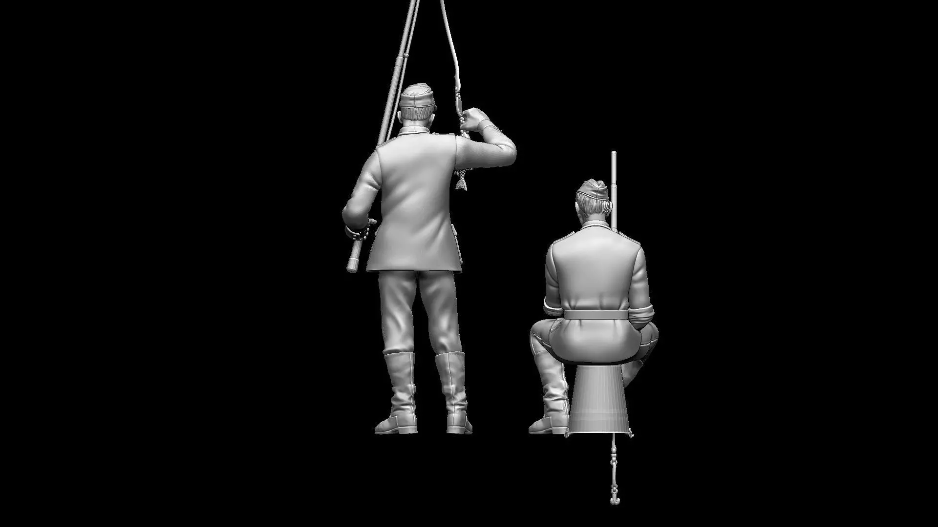 German soldiers fishing 3D print model_16