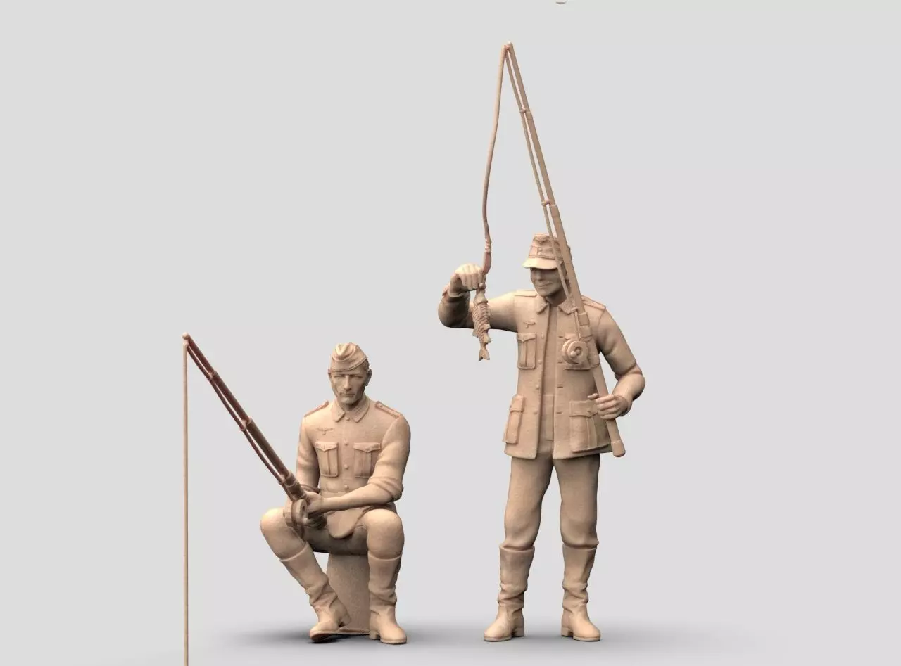 German soldiers fishing 3D print model_38