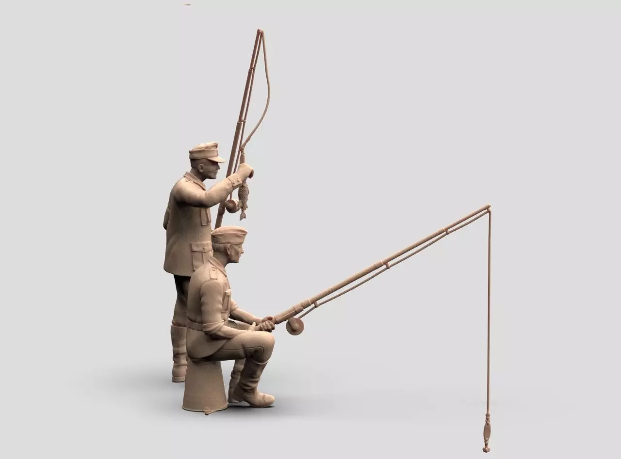German soldiers fishing 3D print model_29