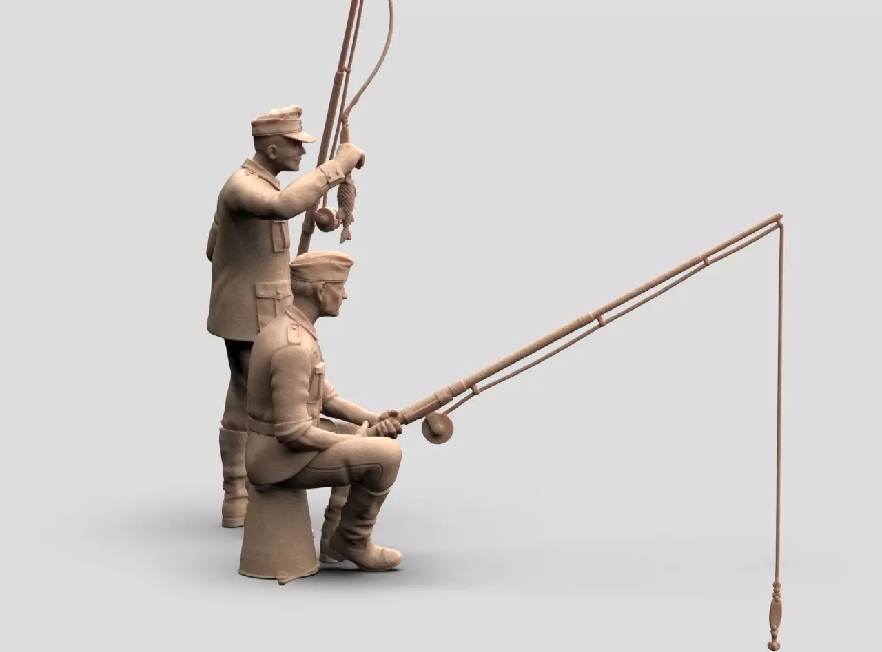 German soldiers fishing 3D print model_6