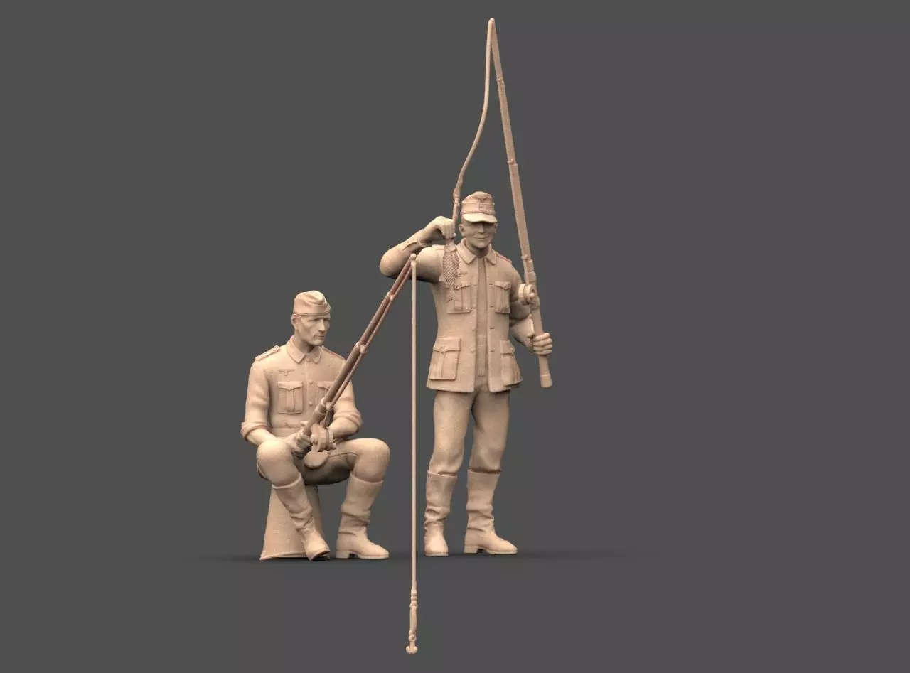 German soldiers fishing 3D print model_22