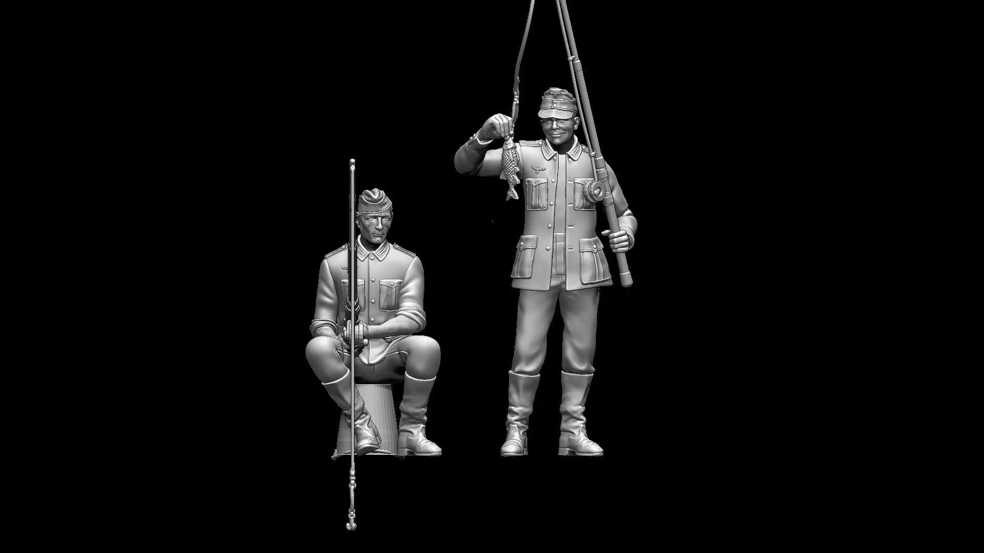 German soldiers fishing 3D print model_18