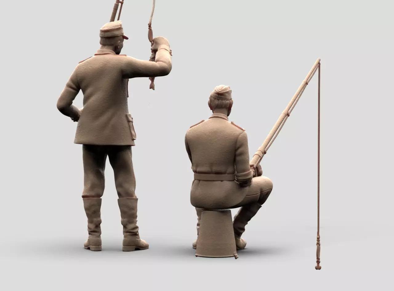 German soldiers fishing 3D print model_3