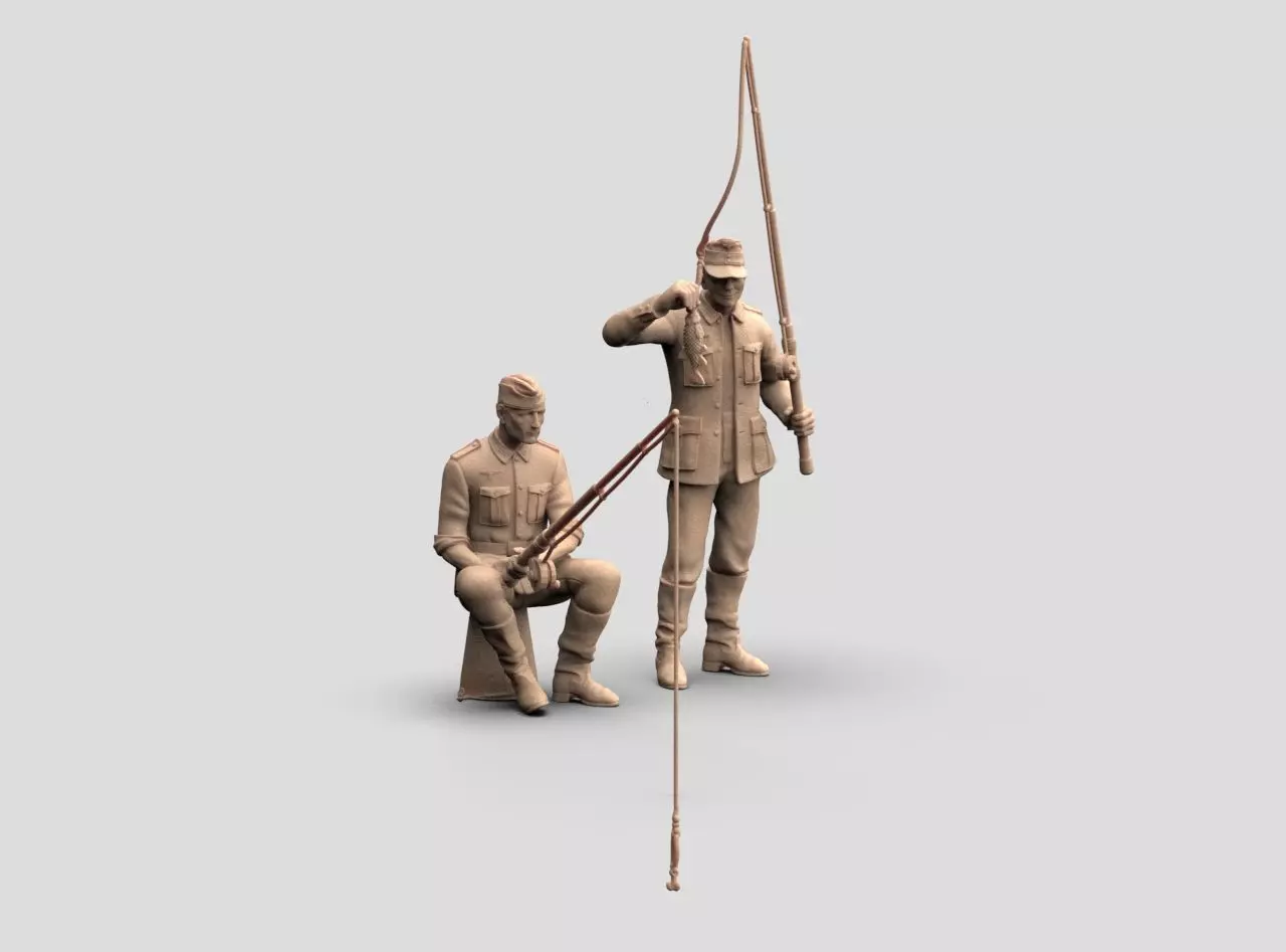 German soldiers fishing 3D print model_7