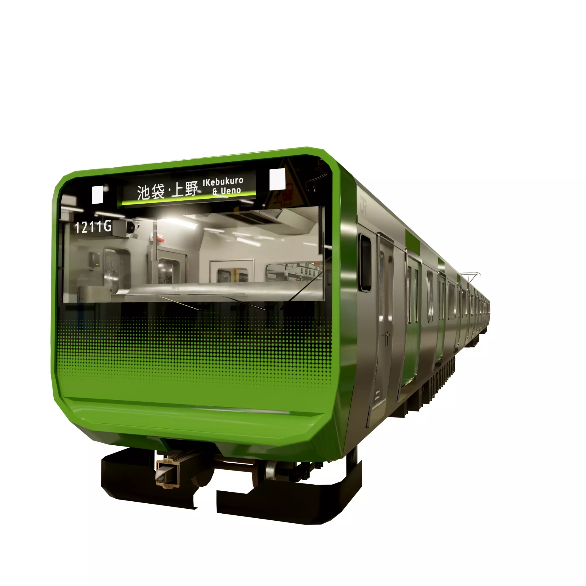Japanese Train JR line Shinjuku Low-poly 3D model_2
