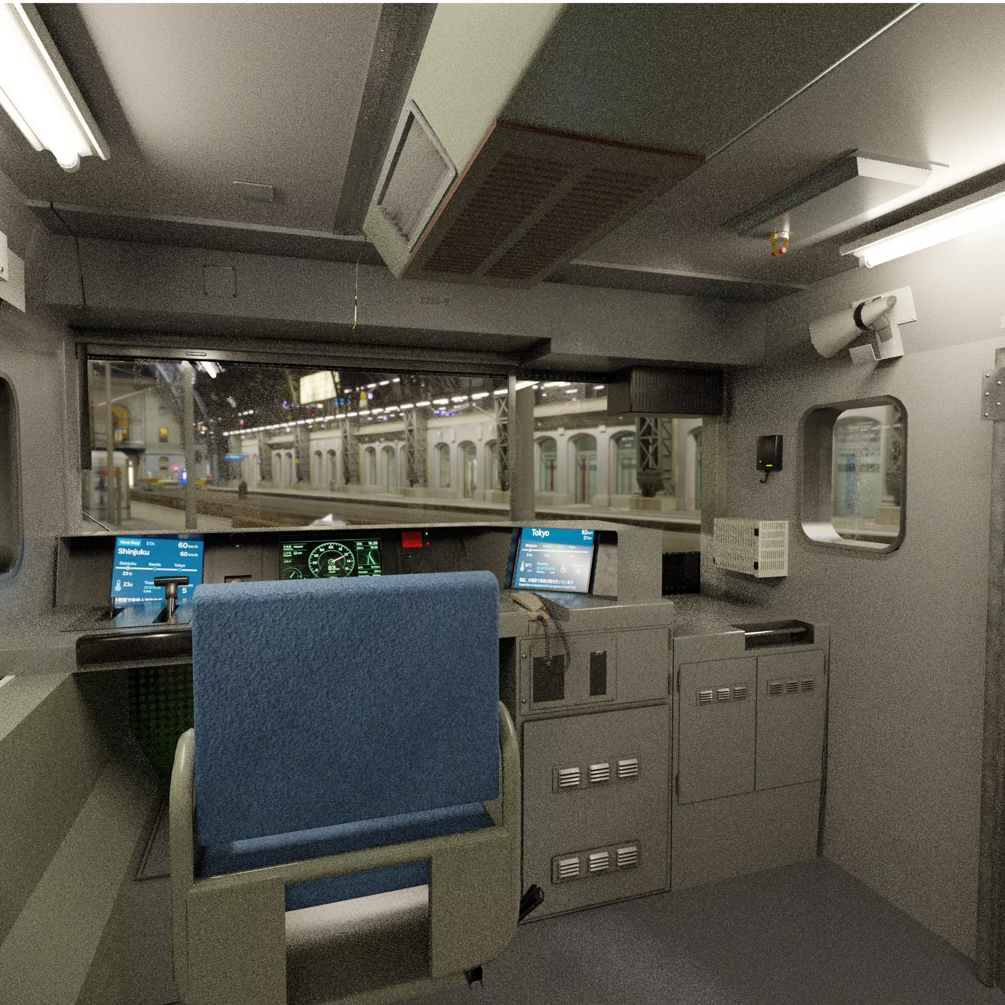 Japanese Train JR line Shinjuku Low-poly 3D model_15