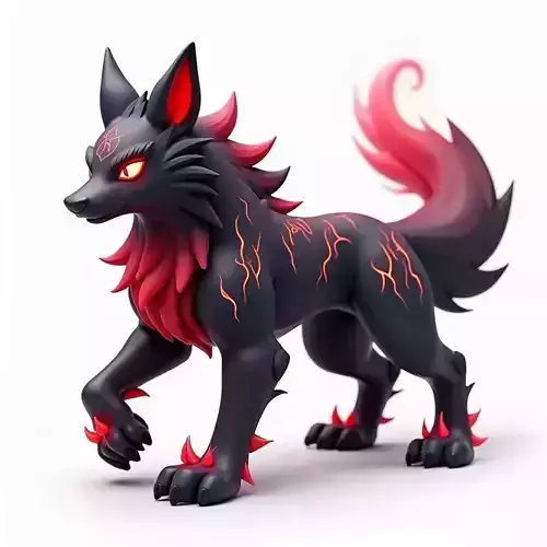Voidfang Shadow Flame Wolf Creature 3D Model Dark Fantasy  Low-poly 3D model  Voidfang Shadow Flame Wolf Creature 3D Model Dark Fantasy  Low-poly 3D model