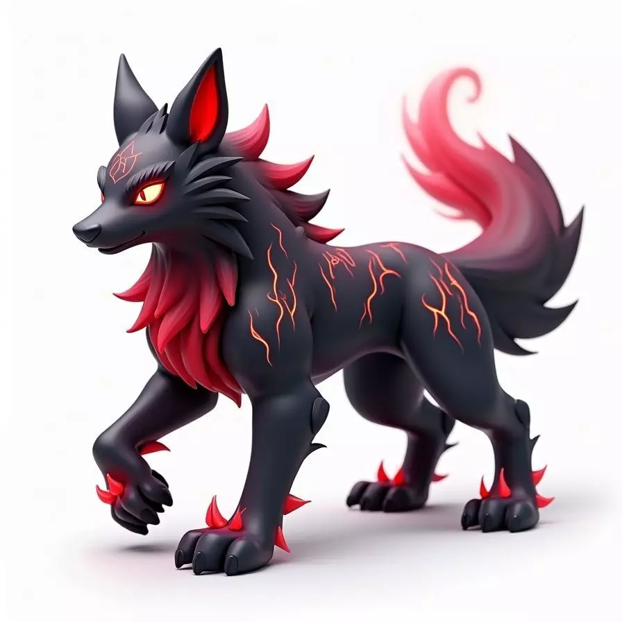 Voidfang Shadow Flame Wolf Creature 3D Model Dark Fantasy  Low-poly 3D model_0