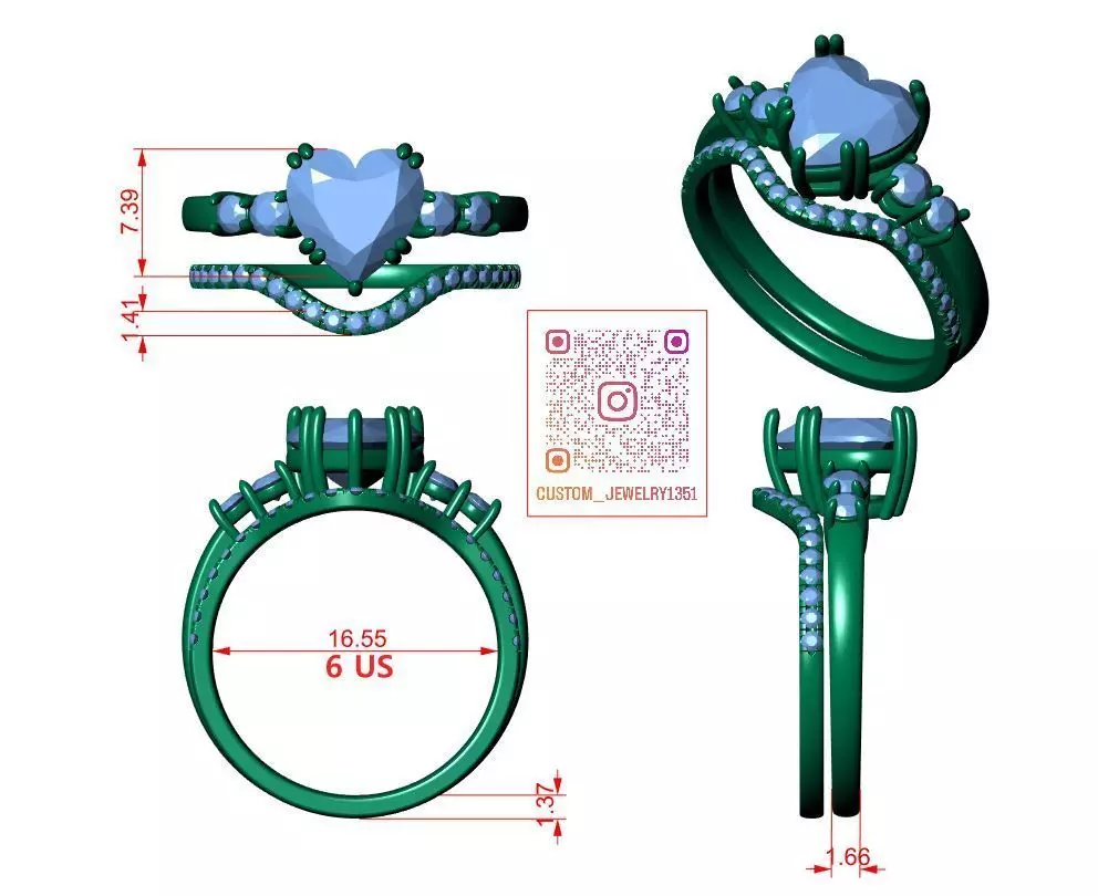Heart Engagement Ring 3D print model_5