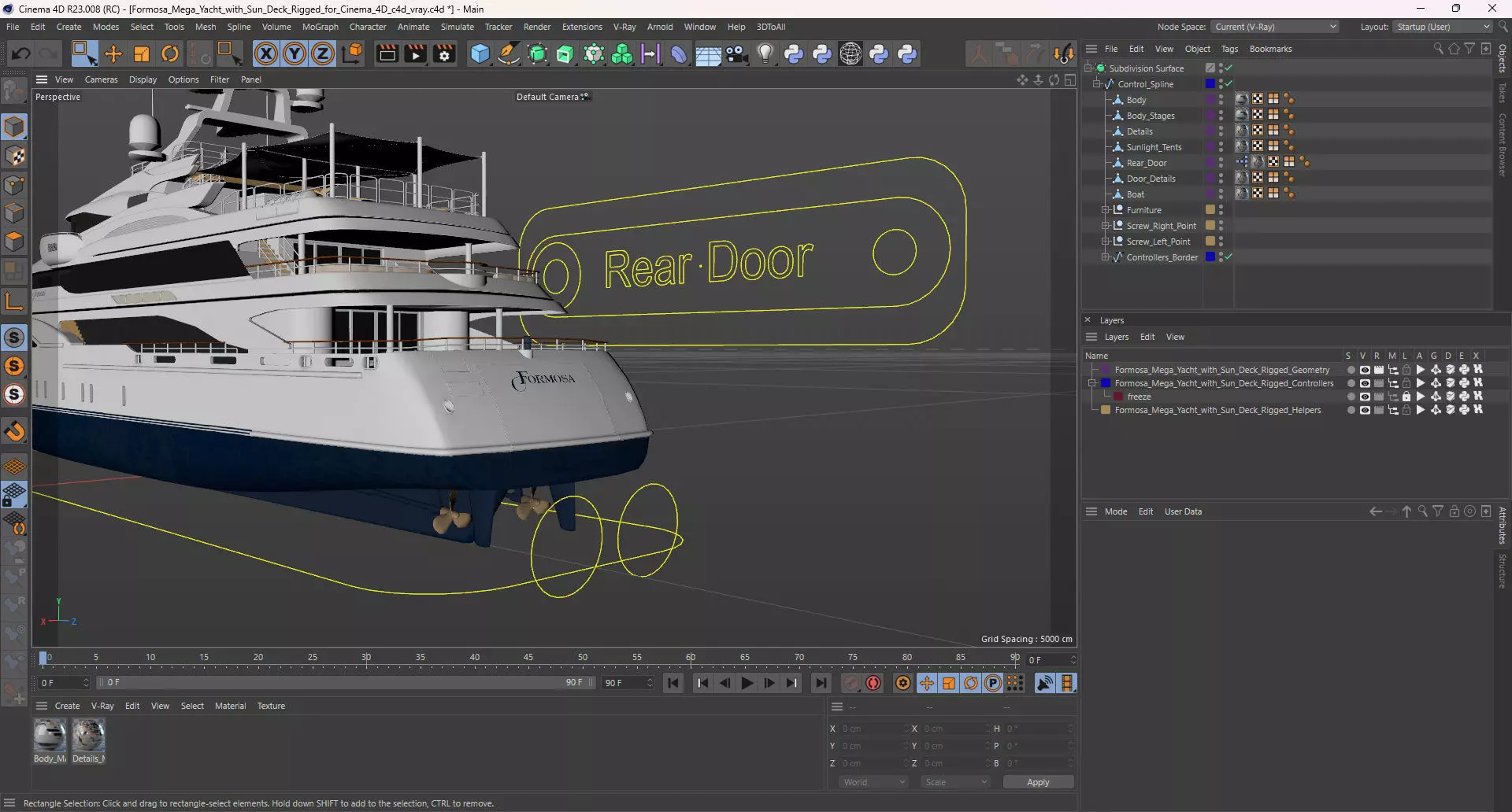 Formosa Mega Yacht with Sun Deck Rigged for Cinema 4D 3D model_20