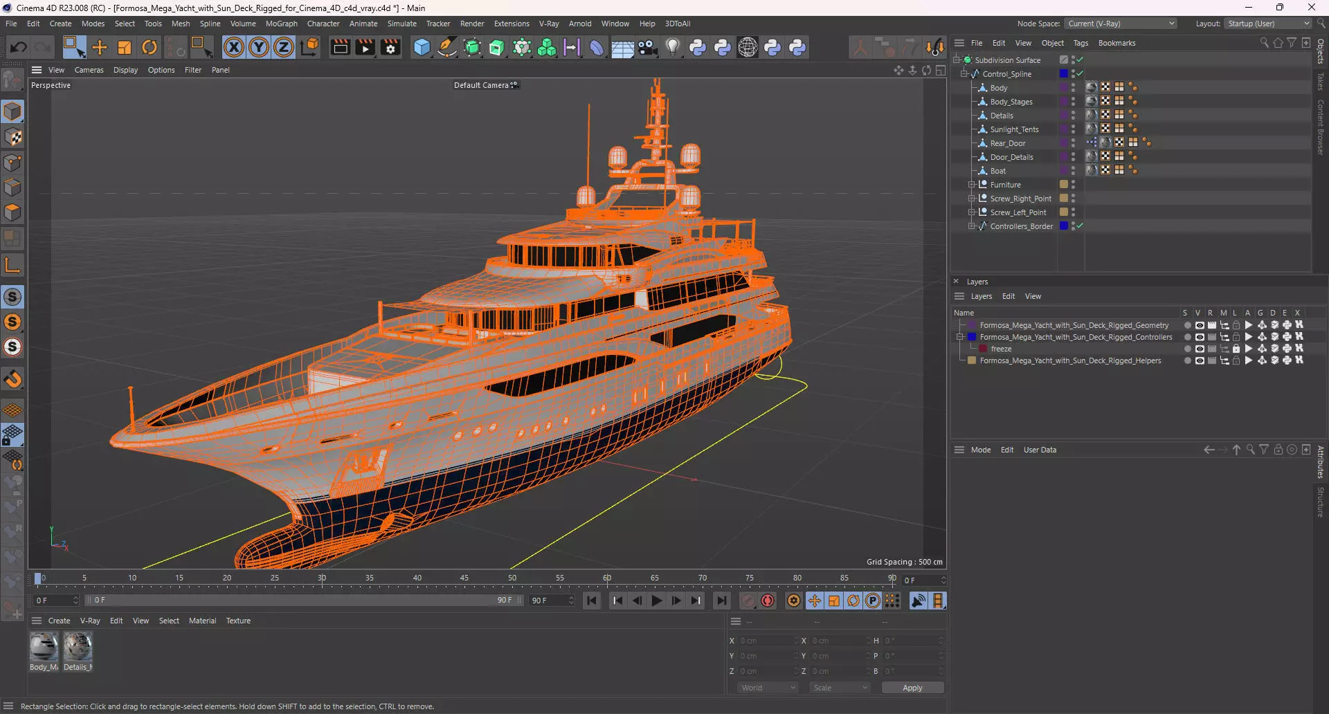 Formosa Mega Yacht with Sun Deck Rigged for Cinema 4D 3D model_19
