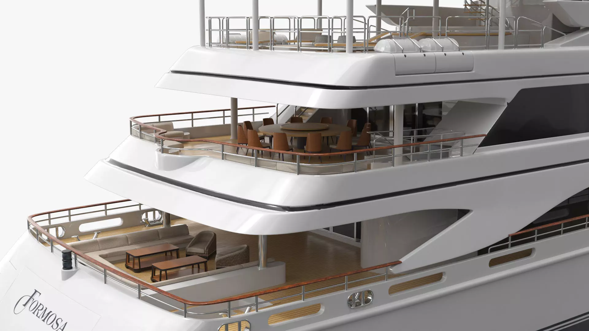 Formosa Mega Yacht with Sun Deck Rigged for Cinema 4D 3D model_6