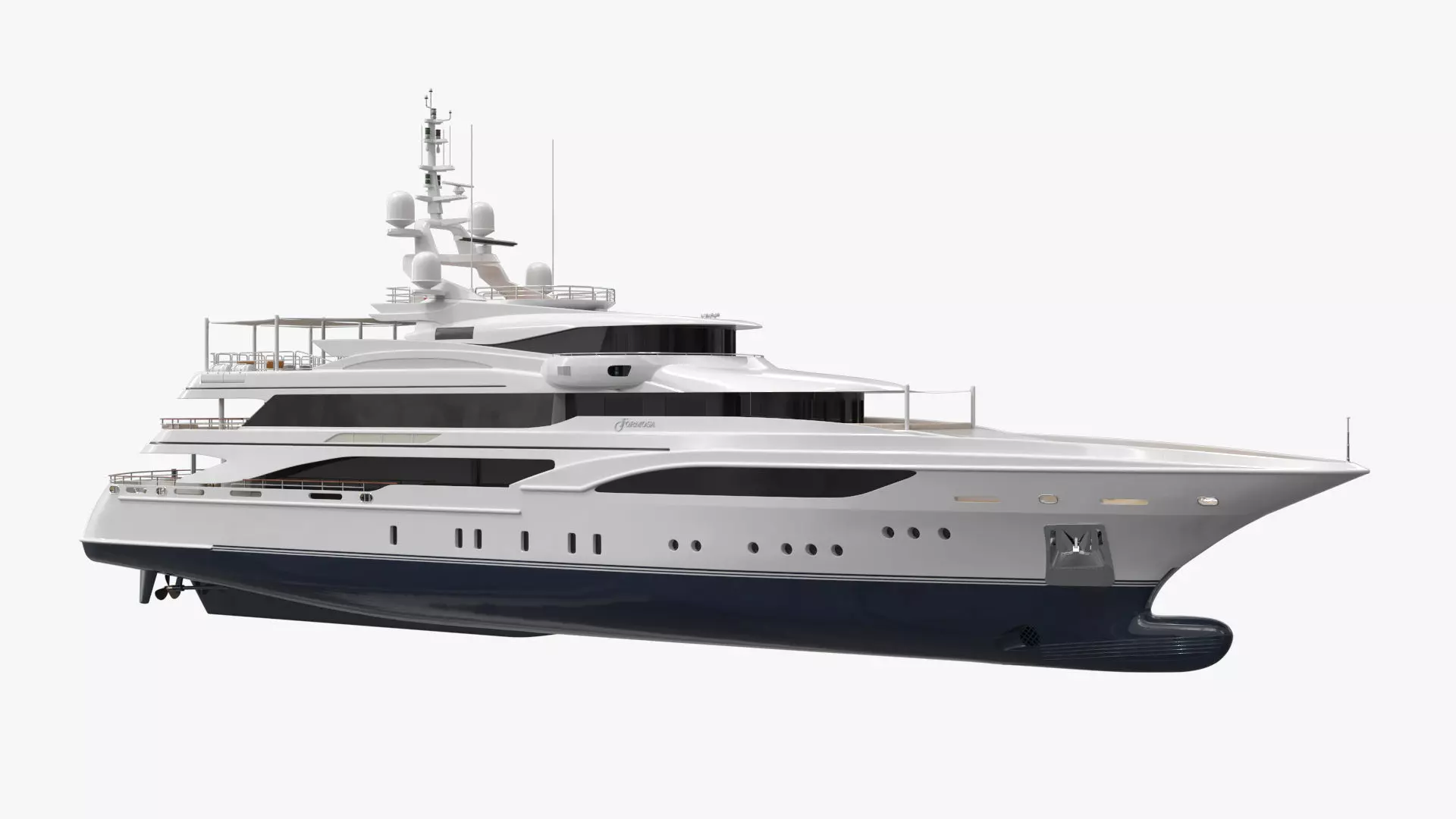 Formosa Mega Yacht with Sun Deck Rigged for Cinema 4D 3D model_0