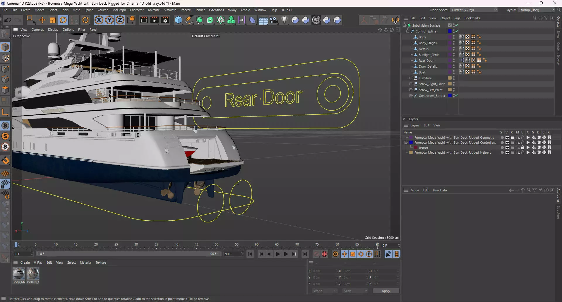 Formosa Mega Yacht with Sun Deck Rigged for Cinema 4D 3D model_21