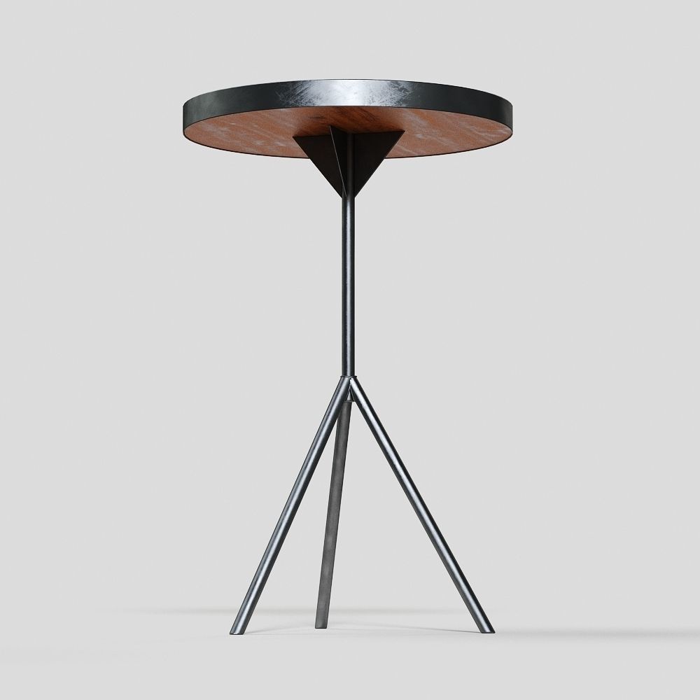 Iron tripod side table 3D model_2