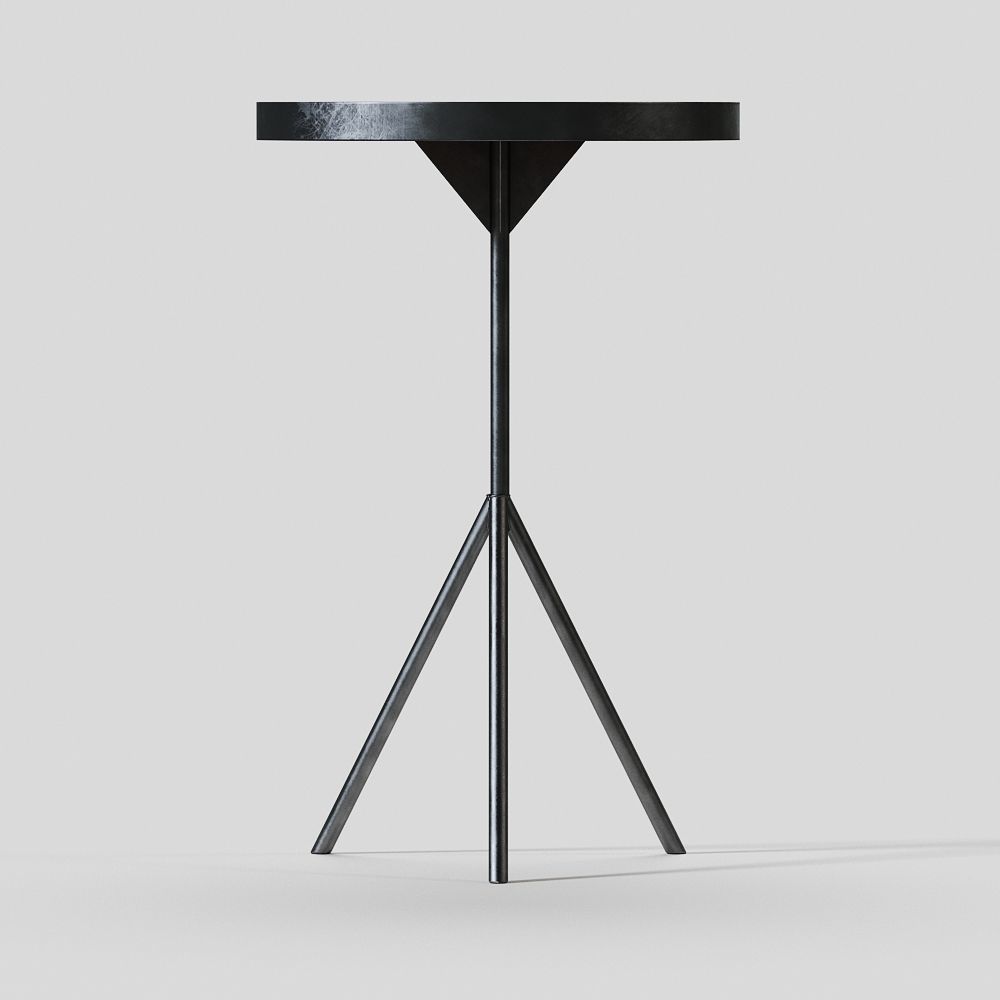 Iron tripod side table 3D model_1