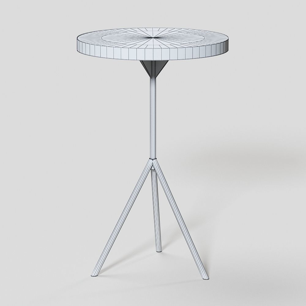 Iron tripod side table 3D model_3