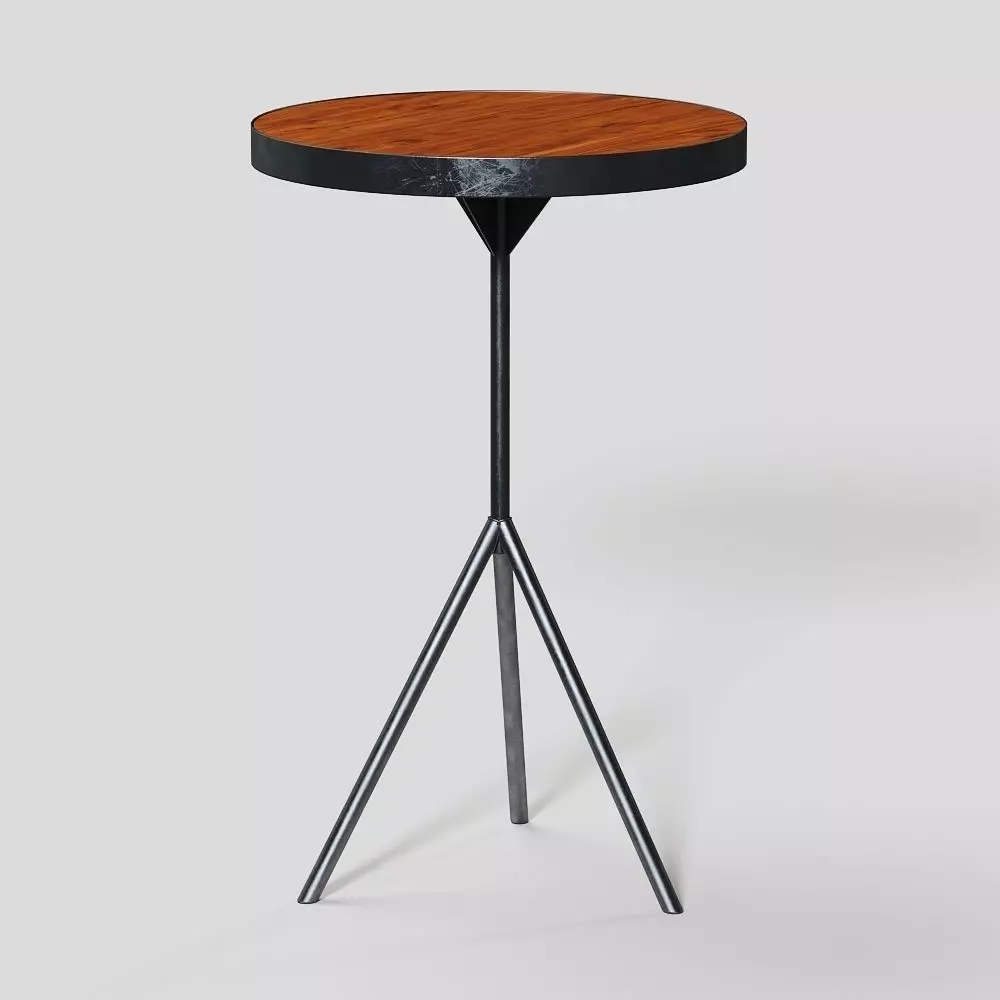 Iron tripod side table 3D model_0