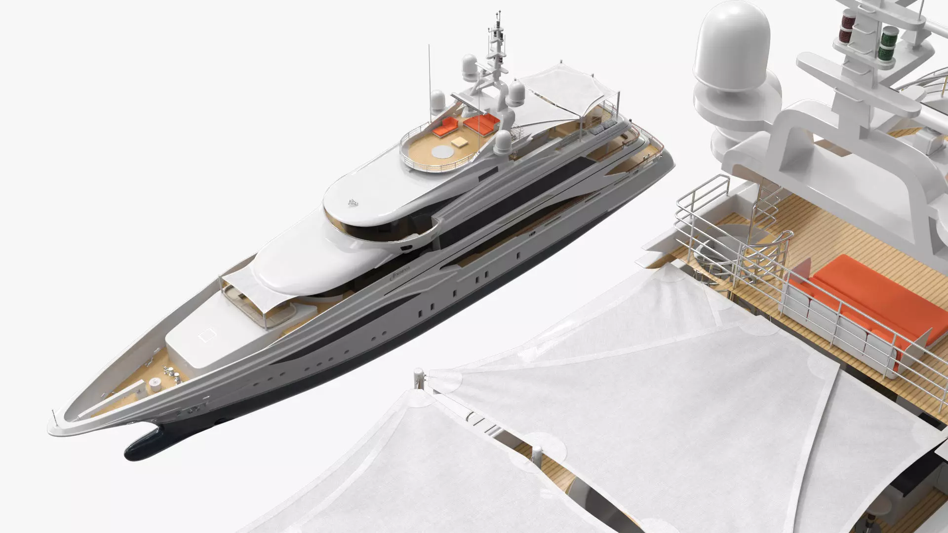 Formosa Mega Yacht with Sun Deck Rigged for Maya 3D model_4