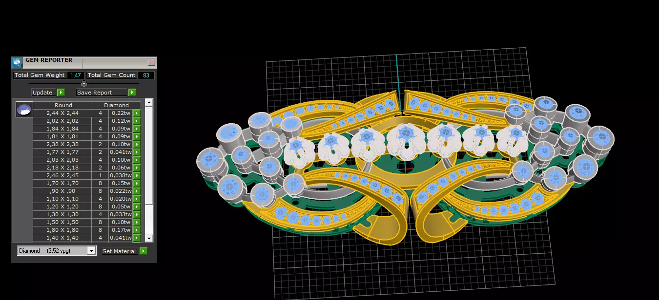 Brooch with diamonds 3D print model_7