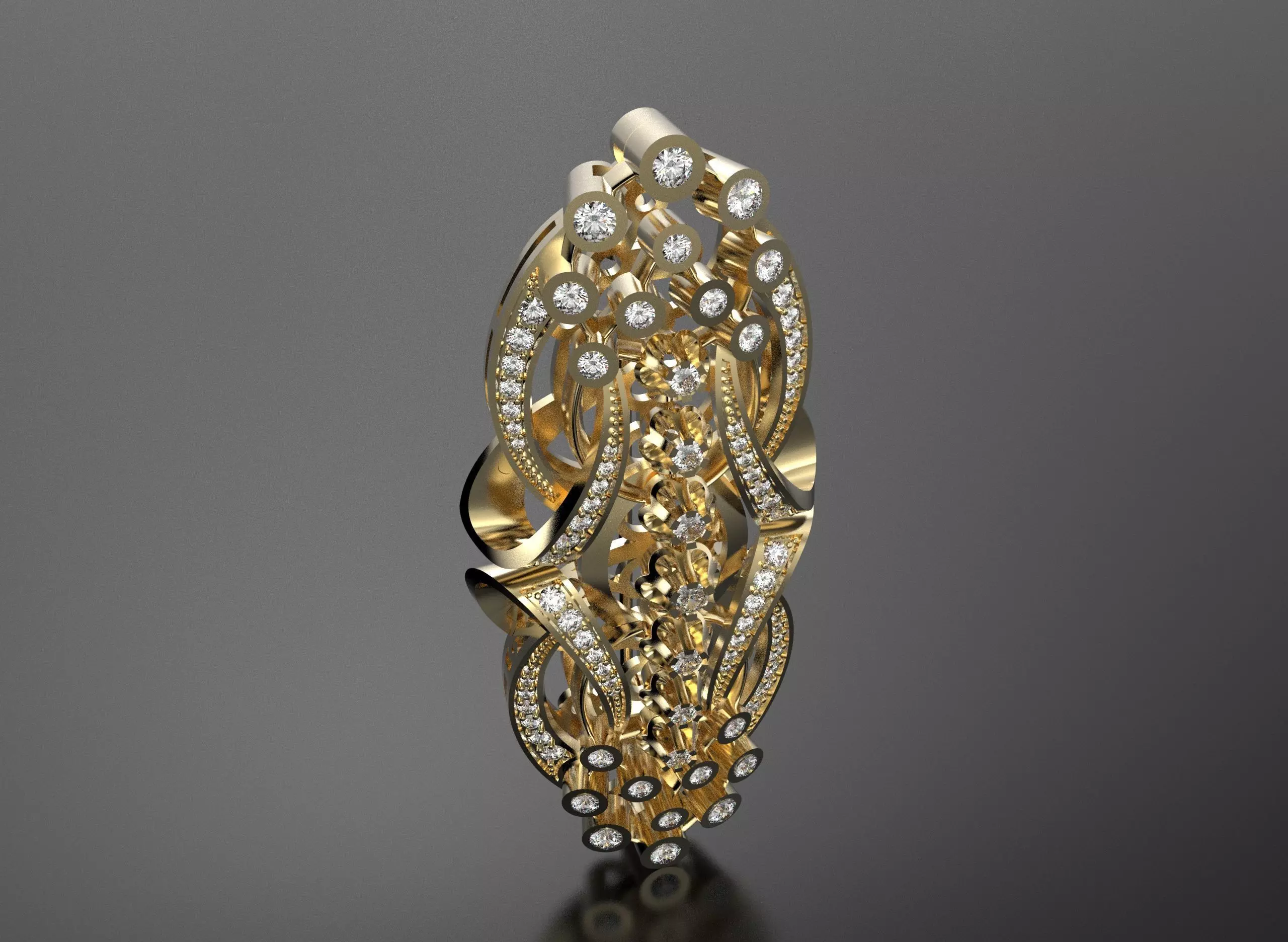 Brooch with diamonds 3D print model_0