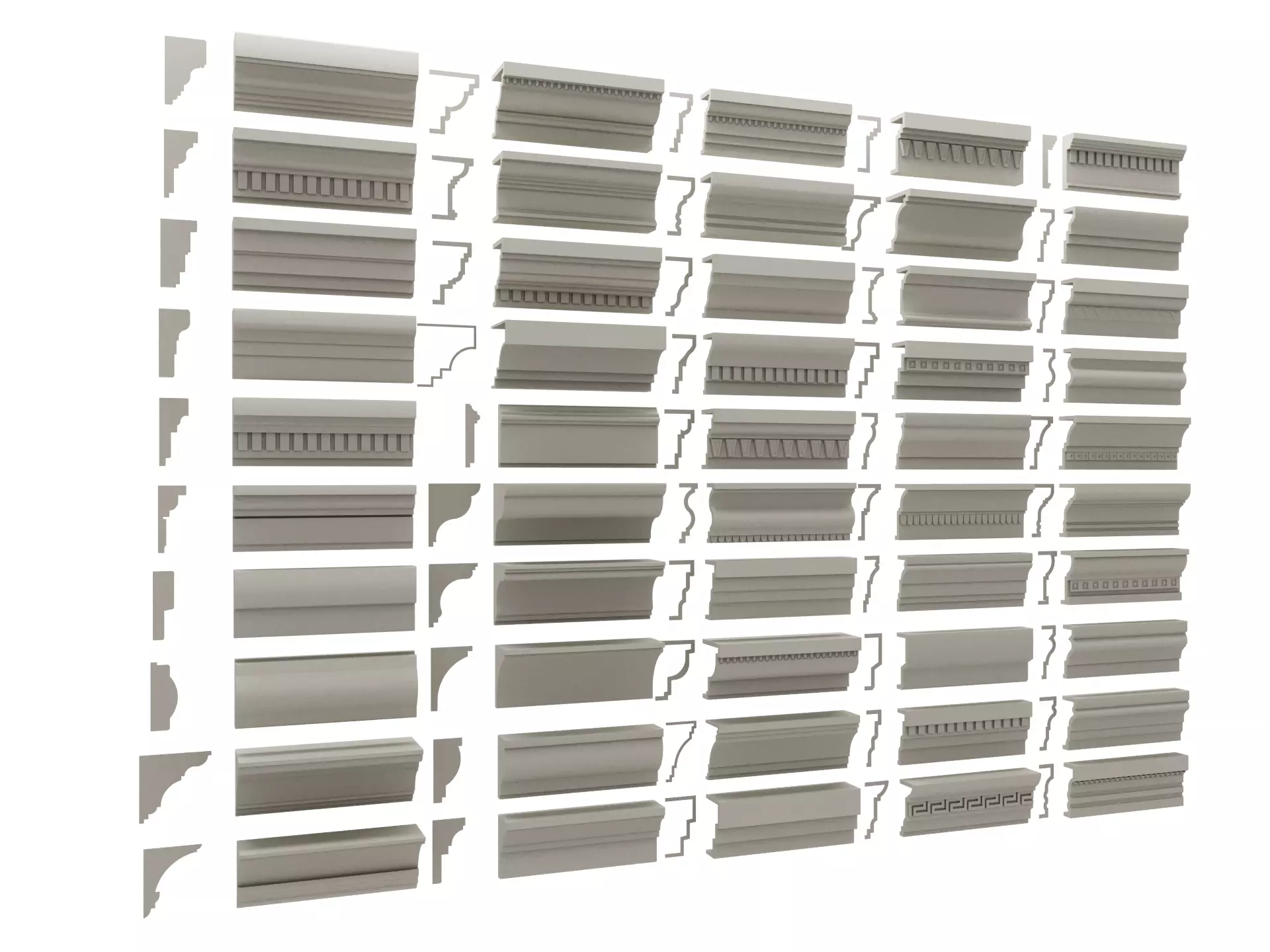 Classical molding profile sweeps collection 3D model_6