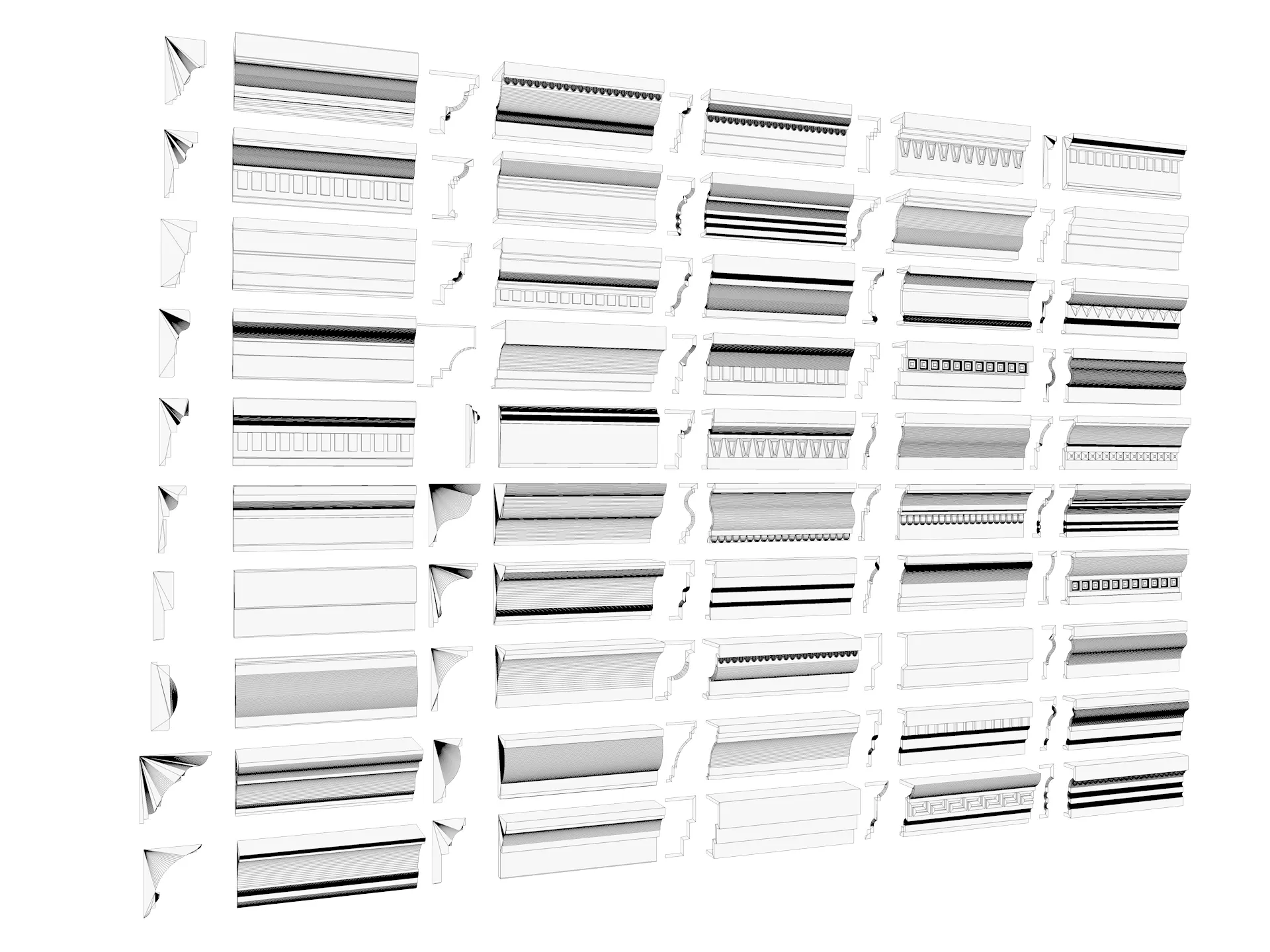 Classical molding profile sweeps collection 3D model_7